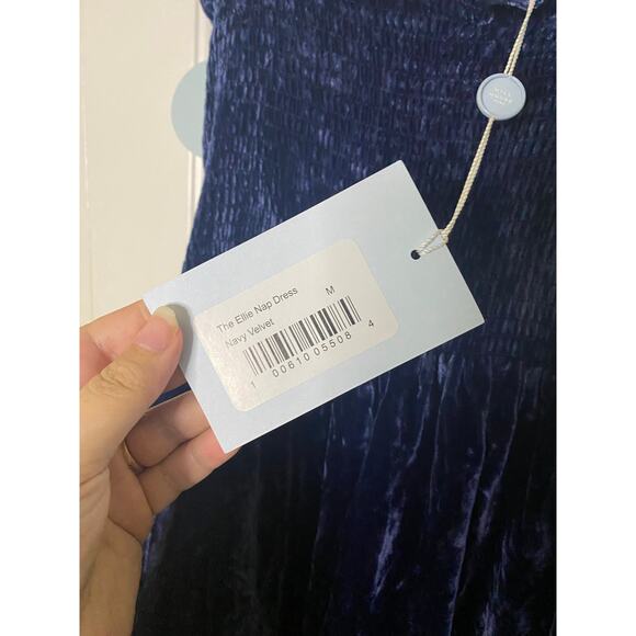 Hill House Ellie Nap Dress Blue Velvet Size Medium - Picture 4 of 5